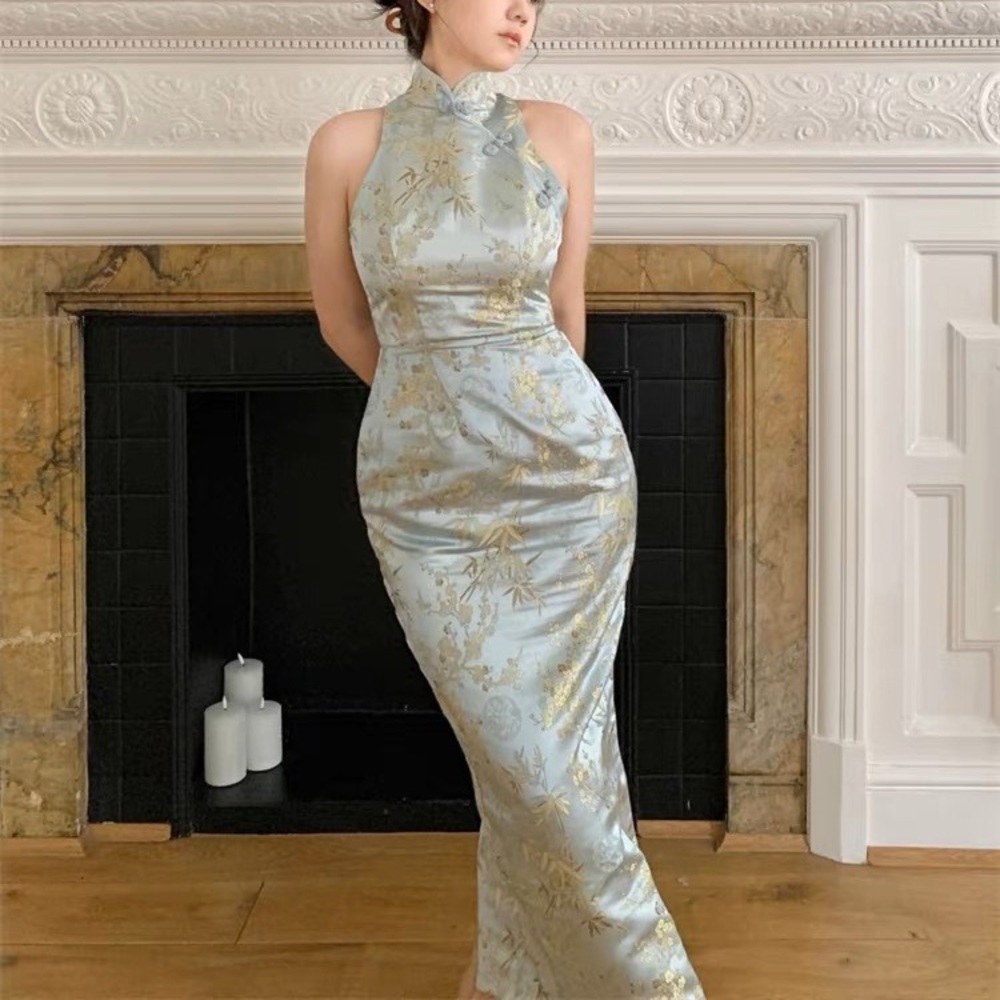 SAU LEE Chinese jacquard pencil dress